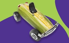 model race car made from ear of corn