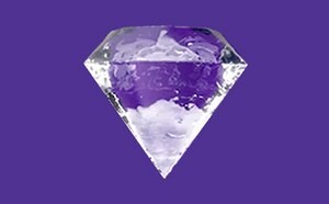 Image avec un fond violet et goutte d&apos;eau en forme de diamant.