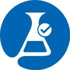 Beaker with check mark icon