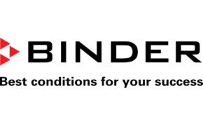 A black text logo with the word "BINDER" next to a red geometric design. Below it, the tagline reads "Best conditions for your success."