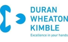 A blue text logo with a stylized geometric design to the left, featuring the words "DURAN WHEATON KIMBLE" and the tagline "Excellence in your hands."