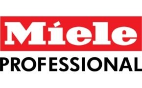 A logo with the word "Miele" in white on a red background above the word "PROFESSIONAL" in black.