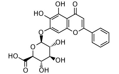 2-D chemical structures (bond line structure) of baicalin used to measure analytes in compounded Lonucerae Japonicae Flos with Purospher® STAR RP-18e