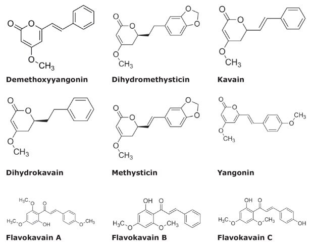 Chemical Structures of nine Kava Ingredients