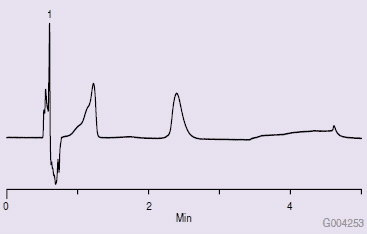 Chromatogram from First Injection on a New Column (wrong technique)