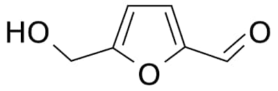 Hydroxymethylfurfural structure with a furan ring attached to methyl alcohol and carbaldehyde group at 2 and 5 positions on the furan ring.