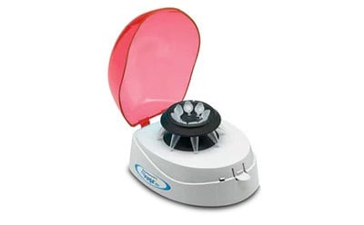 MyFuge™ mini centrifuge with open lid that can be used to spin down ZooMAb® antibody vial.