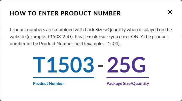 How to enter a product number