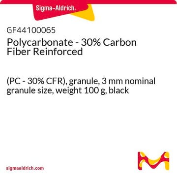 Polycarbonate - 30% Carbon Fiber Reinforced (PC - 30% CFR), granule, 3&#160;mm nominal granule size, weight 100&#160;g, black