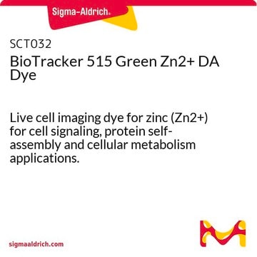 BioTracker 515 Green Zn2+ DA Dye Live cell imaging dye for zinc (Zn2+) for cell signaling, protein self-assembly and cellular metabolism applications.