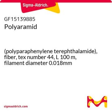 Polyaramid (polyparaphenylene terephthalamide), fiber, tex number 44, L 100&#160;m, filament diameter 0.018mm