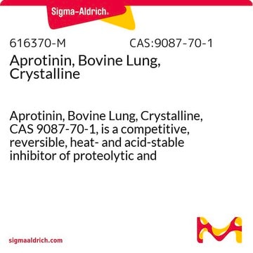 Aprotinin, Bovine Lung, Crystalline Aprotinin, Bovine Lung, Crystalline, CAS 9087-70-1, is a competitive, reversible, heat- and acid-stable inhibitor of proteolytic and esterolytic activities.