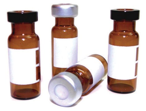 Certified crimp top vials, 12 x 32 mm volume 2&#160;mL, amber glass vial (with graduated marking spot), pkg of 100&#160;ea