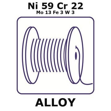 Hastealloy&#174; c-22 wire, 1.0&#160;mm diameter, Ni59%/Cr22%/Mo13%/Fe 3%/W 3%, size 200&#160;mm, temper annealed