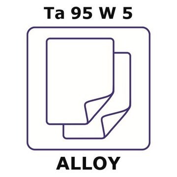 Tantalum/Tungsten foil, Ta 95%/W 5%, thickness 1.0&#160;mm, size 50 × 50&#160;mm, temper as rolled