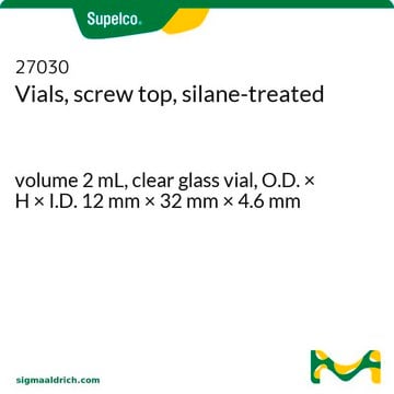 Vials, screw top, silane-treated volume 2&#160;mL, clear glass vial, O.D. × H × I.D. 12&#160;mm × 32&#160;mm × 4.6&#160;mm