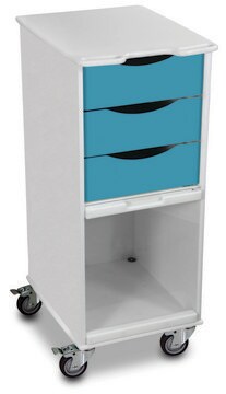 Space Saving Lab Cart Clear Door, teal (Drawers)