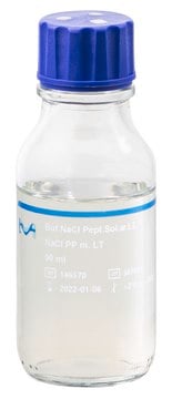 Buffered NaCl Peptone Solution bottle capacity 125&#160;mL, bottle filling volume 90&#160;mL, closure type, Blue crimp cap with 3 septa, pack of 10&#160;bottles