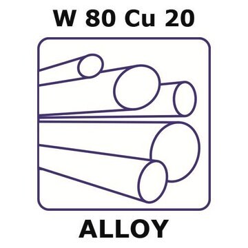 Tungsten-copper alloy, W80Cu20 200mm rod, 6mm diameter