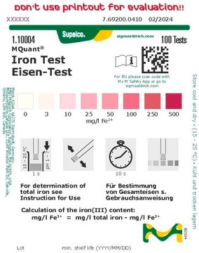 Eisen-Test colorimetric, 3-500&#160;mg/L (Fe2+), MQuant&#174;