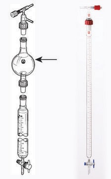 Flash-chromatography assembly with threaded joints capacity 1,000&#160;mL, With fritted disc (porosity C), joint: ST/NS 45/40