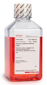 Milieu essentiel minimum d’Eagle With Earle&#8242;s salts, L-glutamine and sodium bicarbonate, liquid, sterile-filtered, suitable for cell culture