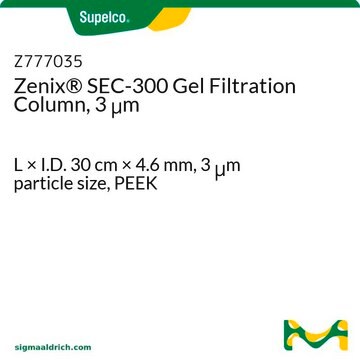 Gelfiltrations-Säule Zenix&#174; SEC-300, 3&nbsp;&#956;m L × I.D. 30&#160;cm × 4.6&#160;mm, 3&#160;&#956;m particle size, PEEK