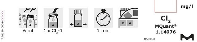 Chlorine Test colorimetric, 0.25-15&#160;mg/L (Cl2), for use with MCOLORTEST&#174;