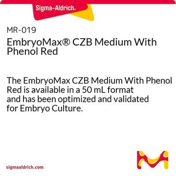 EmbryoMax&#174; CZB Medium With Phenol Red The EmbryoMax CZB Medium With Phenol Red is available in a 50 mL format and has been optimized and validated for Embryo Culture.