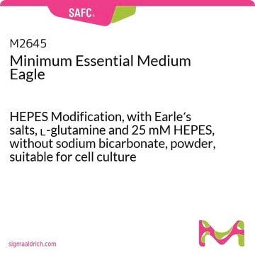 Milieu essentiel minimum d’Eagle HEPES Modification, with Earle&#8242;s salts, L-glutamine and 25 mM HEPES, without sodium bicarbonate, powder, suitable for cell culture