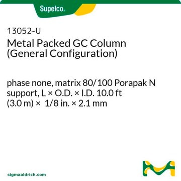 金属性充填 GCカラム (一般型) phase none, matrix 80/100 Porapak N support, L × O.D. × I.D. 10.0&#160;ft (3.0&#160;m) × 1/8&#160;in. × 2.1&#160;mm