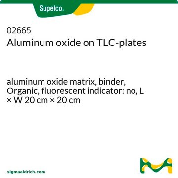 Aluminum oxide on TLC-plates aluminum oxide matrix, binder, Organic, fluorescent indicator: no, L × W 20&#160;cm × 20&#160;cm