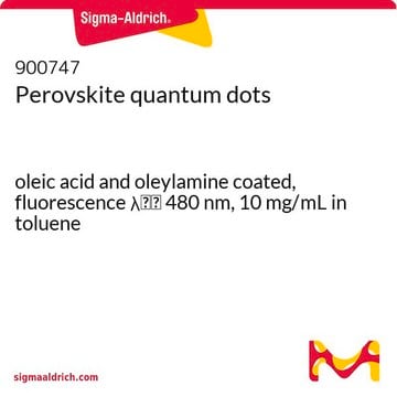 Perovskite quantum dots oleic acid and oleylamine coated, fluorescence &#955;em&#160;480&#160;nm, 10&#160;mg/mL in toluene