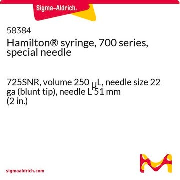 Seringue Hamilton&#174;, série&nbsp;700, aiguille spécifique 725SNR, volume 250&#160;&#956;L, needle size 22 ga (blunt tip), needle L 51&#160;mm (2&#160;in.)