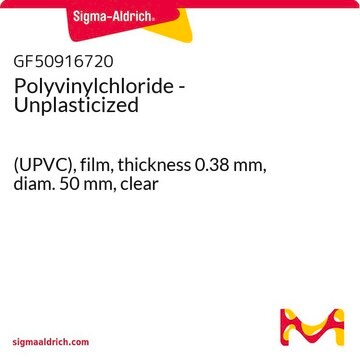 Polyvinylchloride - Unplasticized (UPVC), film, thickness 0.38&#160;mm, diam. 50&#160;mm, clear