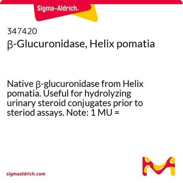 &#946;-Glucuronidase, Helix pomatia Native &#946;-glucuronidase from Helix pomatia. Useful for hydrolyzing urinary steroid conjugates prior to steriod assays. Note: 1 MU = 1,000,000 units.