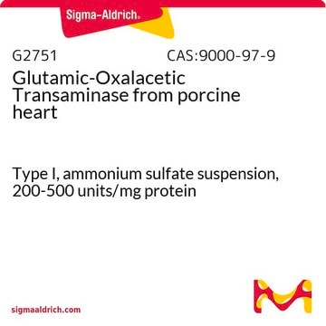 Glutamic-Oxalacetic Transaminase from porcine heart Type I, ammonium sulfate suspension, 200-500&#160;units/mg protein