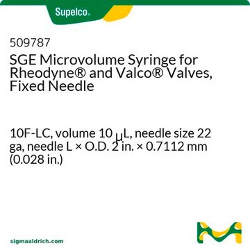 SGE Microvolume Syringe for Rheodyne&#174; and Valco&#174; Valves, Fixed Needle 10F-LC, volume 10&#160;&#956;L, needle size 22 ga, needle L × O.D. 2&#160;in. × 0.7112&#160;mm (0.028&#160;in.)