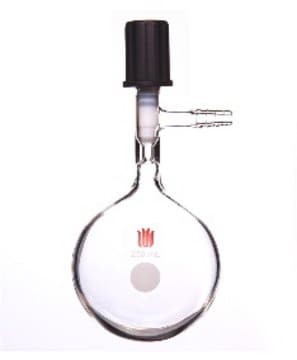 Synthware&#8482; storage flask with high vacuum valve and side arm 100 mL, valve size 0-4&#160;mm