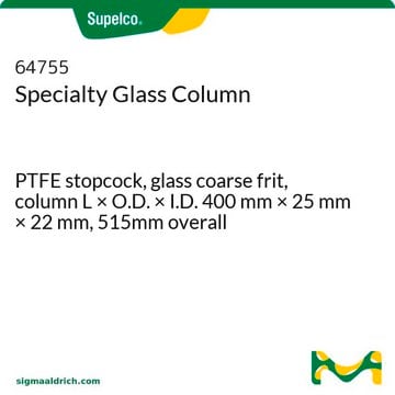 Colonne en verre de spécialité glass coarse frit, PTFE stopcock, column L × O.D. × I.D. 400&#160;mm × 25&#160;mm × 22&#160;mm, 515mm overall