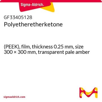 Polyetheretherketone (PEEK), film, thickness 0.25&#160;mm, size 300 × 300&#160;mm, transparent pale amber