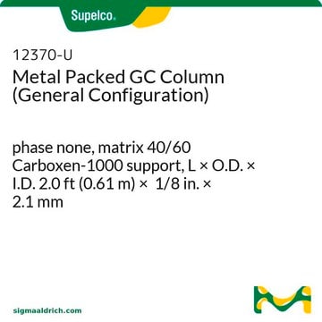 Metal Packed GC Column (General Configuration) phase none, matrix 40/60 Carboxen-1000 support, L × O.D. × I.D. 2.0&#160;ft (0.61&#160;m) × 1/8&#160;in. × 2.1&#160;mm