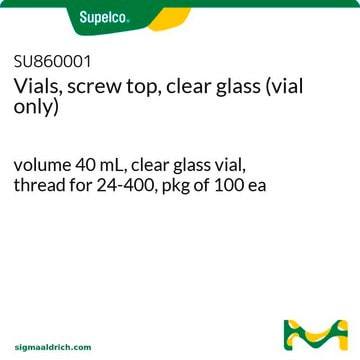 Viales, tapón de rosca, vidrio transparente (solo vial) volume 40&#160;mL, clear glass vial, thread for 24-400, pkg of 100&#160;ea