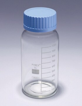 Pyrex&#174; Media-Lab Bottles, wide mouth, with polypropylene cap and pouring ring, with printed trace code capacity 3500&#160;mL