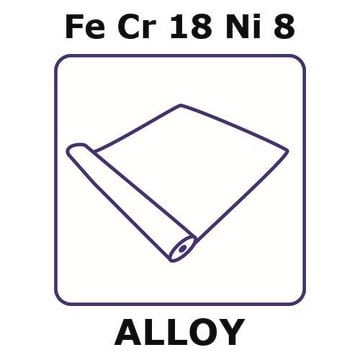 Stainless Steel - AISI 302 alloy, FeCr18Ni8 foil, 0.5m coil, 0.125mm thickness, hard