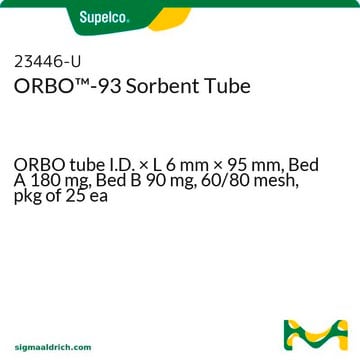 ORBO&#8482;-93吸附管 ORBO tube I.D. × L 6&#160;mm × 95&#160;mm, Bed A 180&#160;mg, Bed B 90&#160;mg, 60/80&#160;mesh, pkg of 25&#160;ea