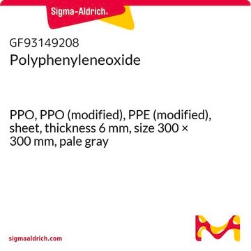 Polyphenyleneoxide PPO, PPO (modified), PPE (modified), sheet, thickness 6&#160;mm, size 300 × 300&#160;mm, pale gray