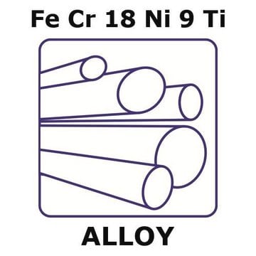 Stainless Steel - AISI 321 alloy, FeCr18Ni9Ti 1000mm rod, 6.35mm diameter