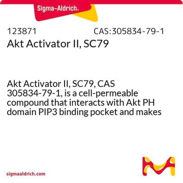 Akt活化剂II，SC79 Akt Activator II, SC79, CAS 305834-79-1, is a cell-permeable compound that interacts with Akt PH domain PIP3 binding pocket and makes it more susceptible to phosphorylation by upstream Kinases.