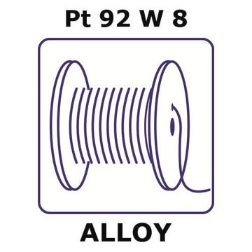 Platinum-tungsten alloy, Pt92W8 50m wire, 0.025mm diameter, as drawn